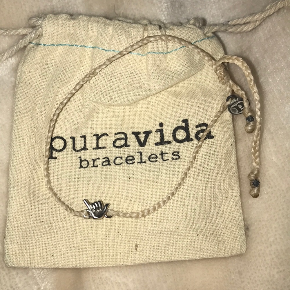 COPY - Pura Vida Cream And Silver Shaka charm bra…